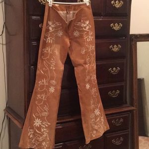 Tan Arden B 100 % leather suede pants